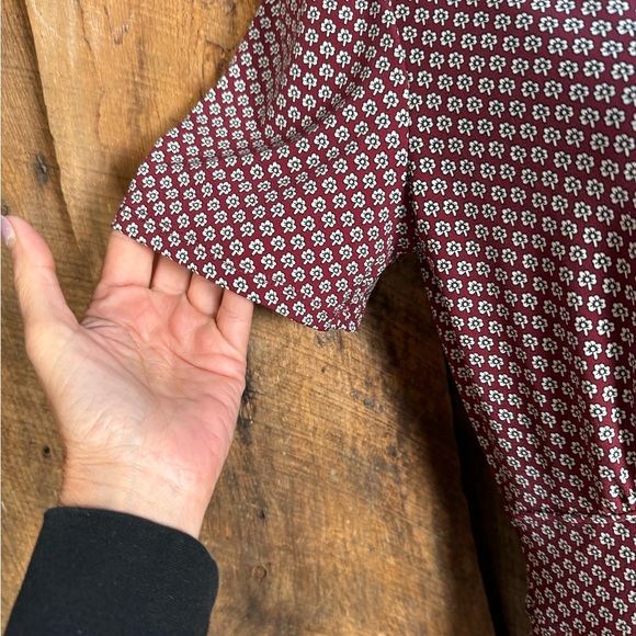 Lark & Ro Burgundy Print Fit and Flare Dress - Size 4 - Picture 3 of 10